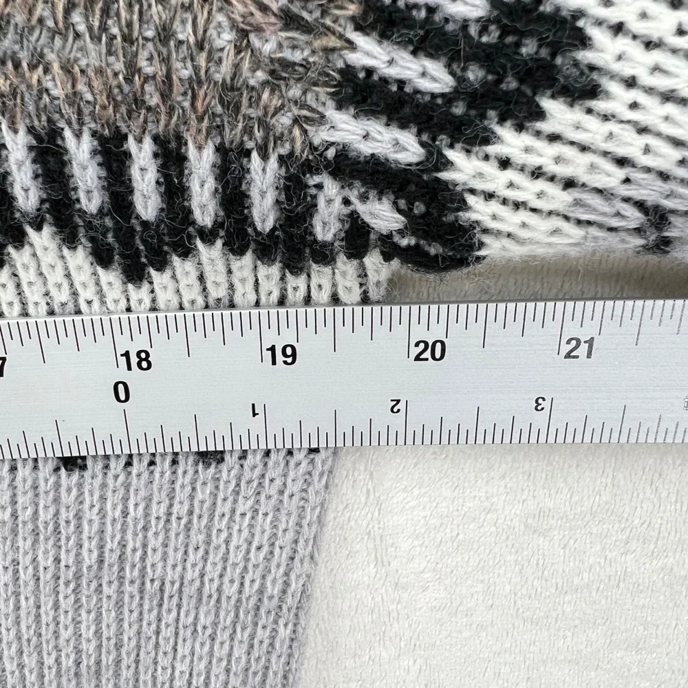 VTG USA St John's Bay Grandpa Cardigan Sweater Full Zip‎ Aztec Retro Gray Chunky - Picture 4 of 6